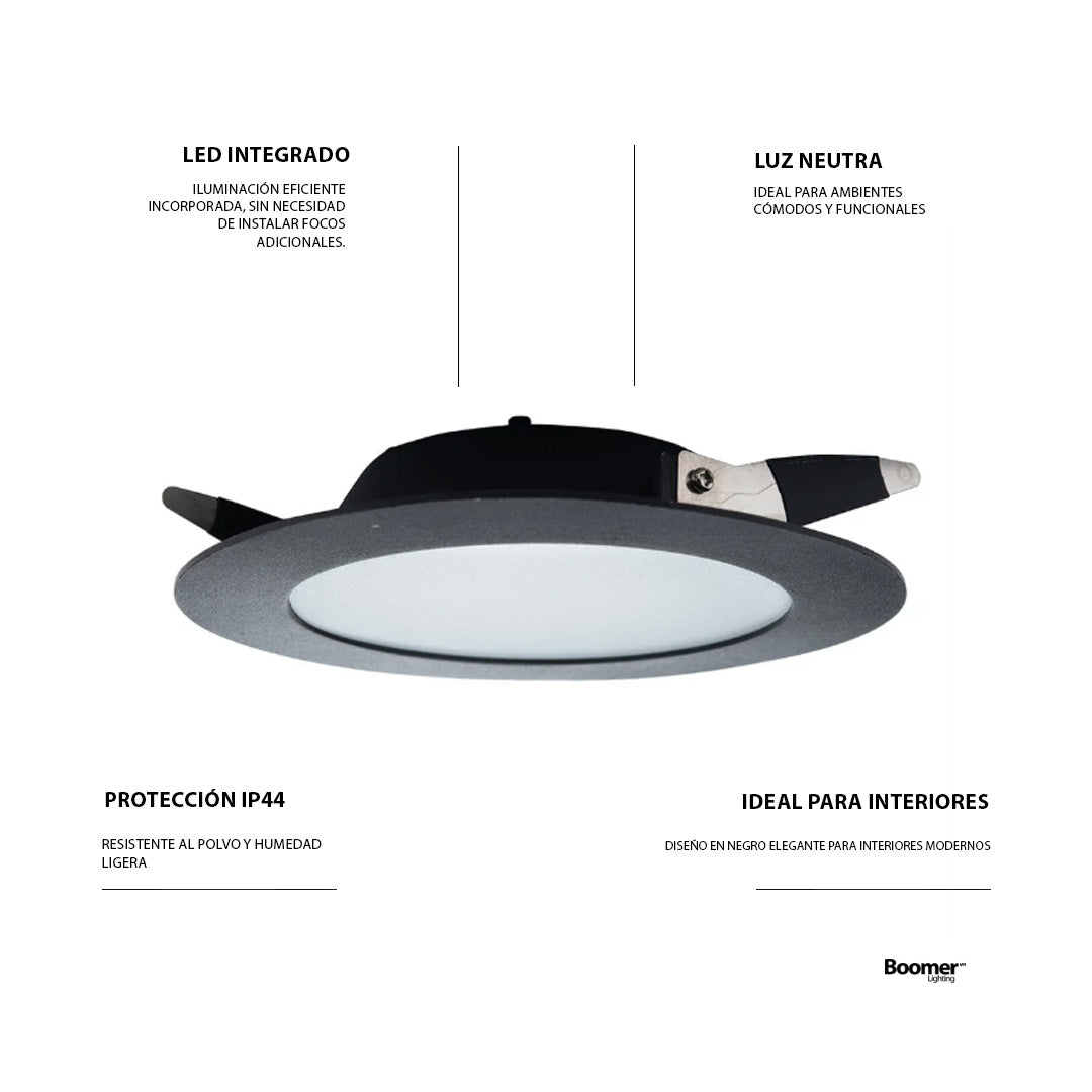 EMPOTRABLE 16W NEGRO, LUZ CÁLIDA, PARA BOTE INTEGRAL,1760LM