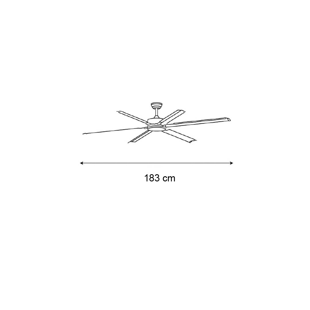 VENTILADOR DE TECHO CON LUZ LED 72" INDUSTRIAL NEGRO 6 VELOCIDADES CCT