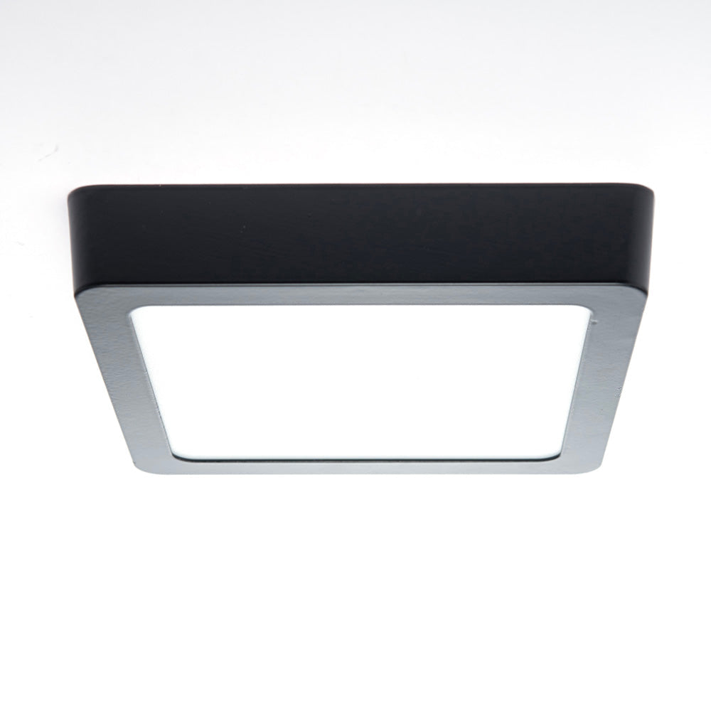 PANEL LED CUADRADO NEGRO PARA SOBREPONER DE 12W, LUZ FRÍA