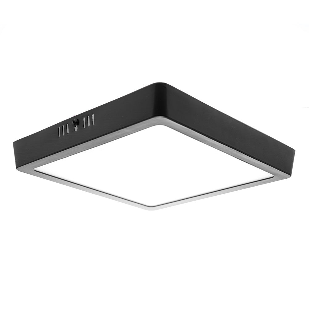 PANEL LED CUADRADO NEGRO PARA SOBREPONER 18W LUZ CÁLIDA IP20
