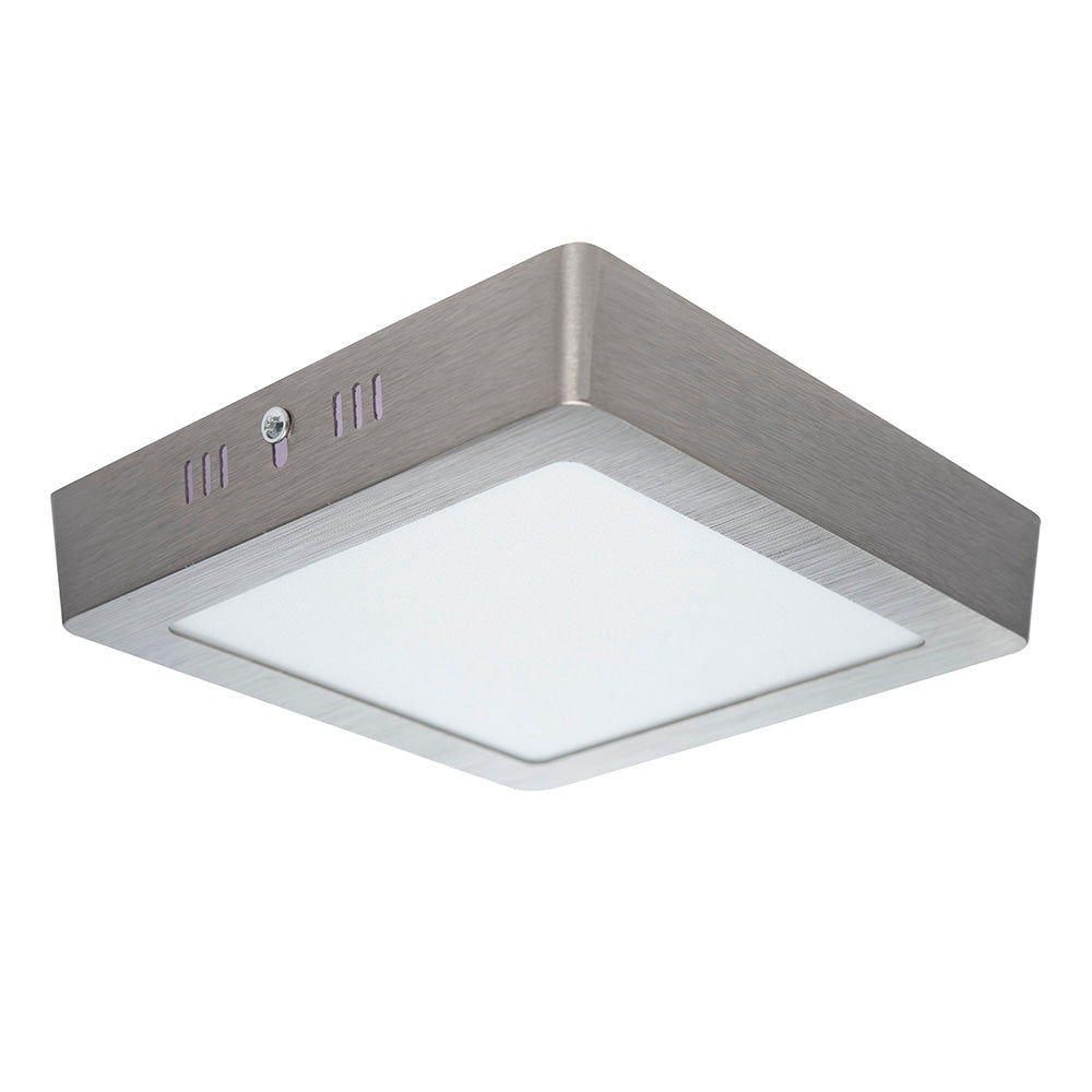 PANEL LED CUADRADO SATÍN PARA SOBREPONER, 12W, LUZ CÁLIDA