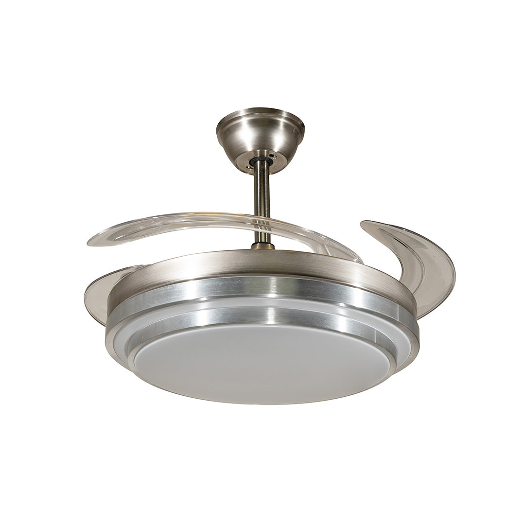 Ventilador De Techo Con Luz Led Plata An 42 Retractil, Cct