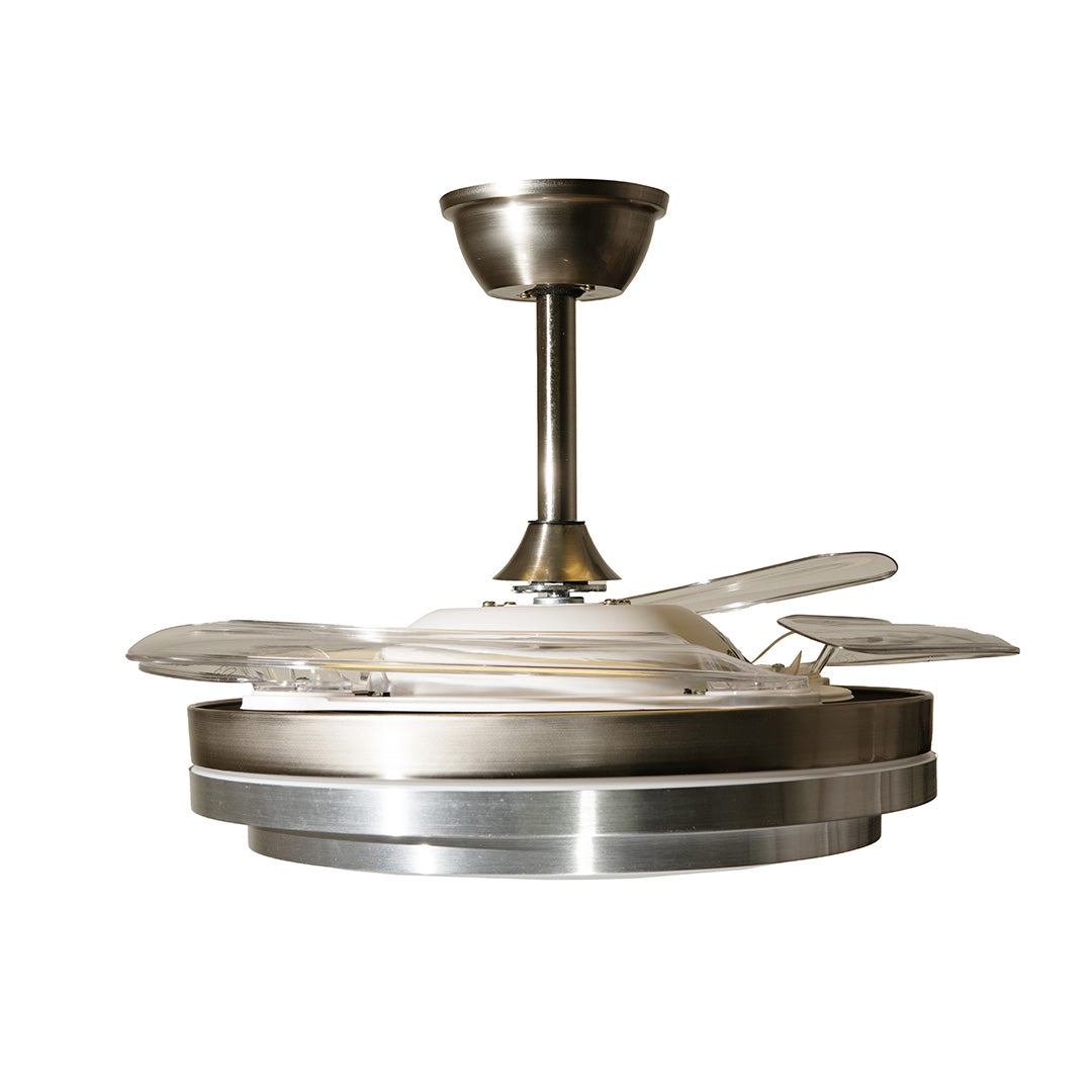 Ventilador De Techo Con Luz Led Plata An 42&nbsp; Retractil, Cct